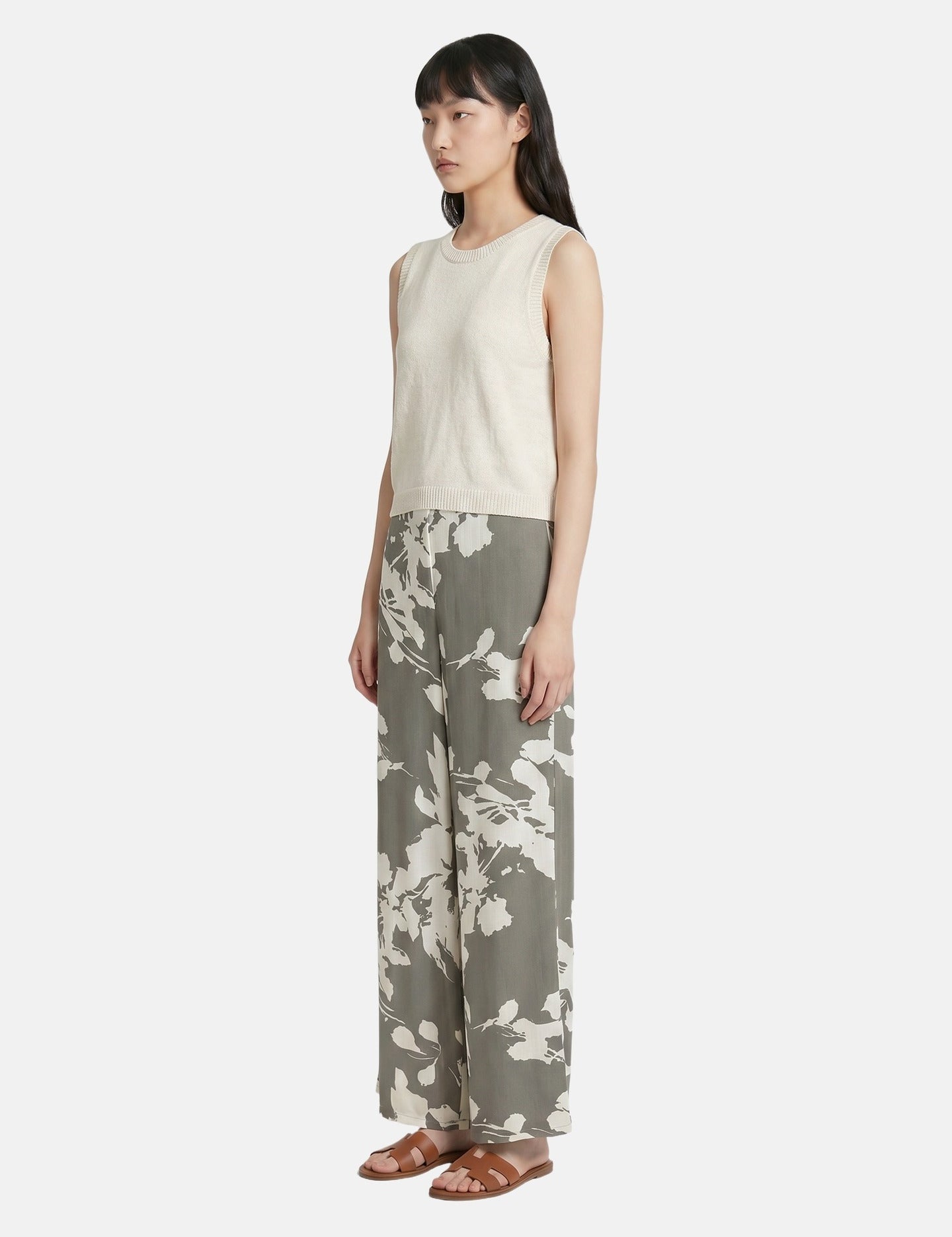Pantaloni in Viscosa Verde Militare