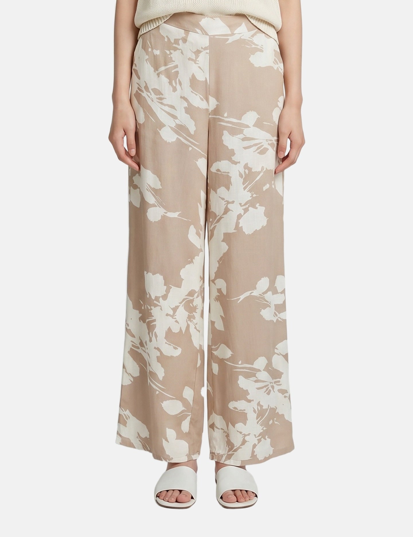 Pantaloni in Viscosa Beige Scuro