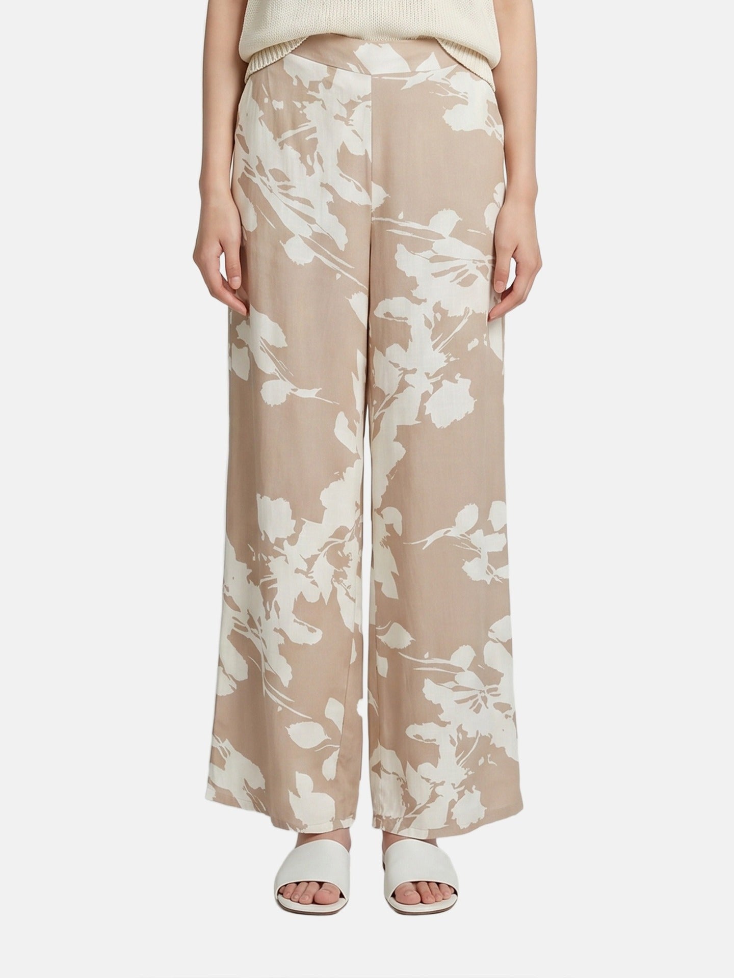 Pantaloni in Viscosa Beige Scuro