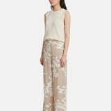 Pantaloni in Viscosa Beige Scuro
