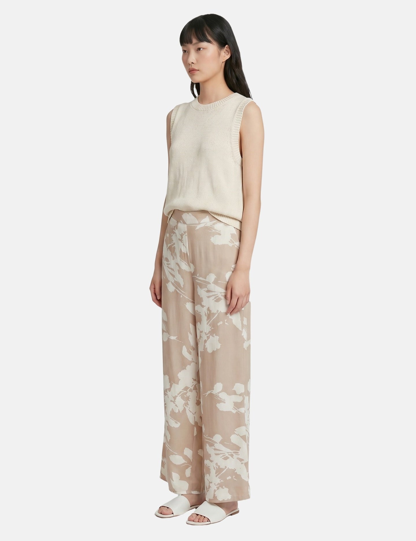 Pantaloni in Viscosa Beige Scuro