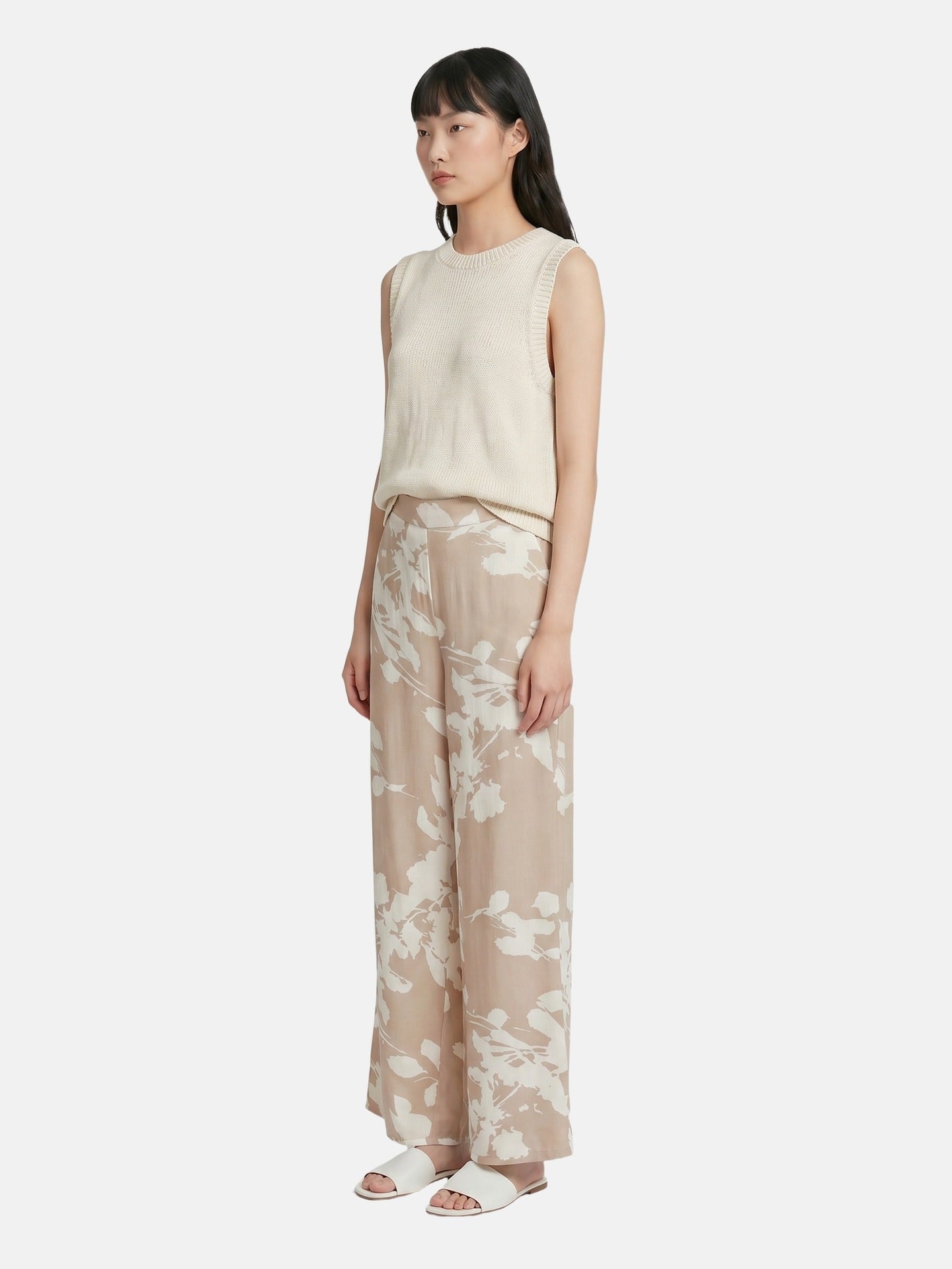 Pantaloni in Viscosa Beige Scuro
