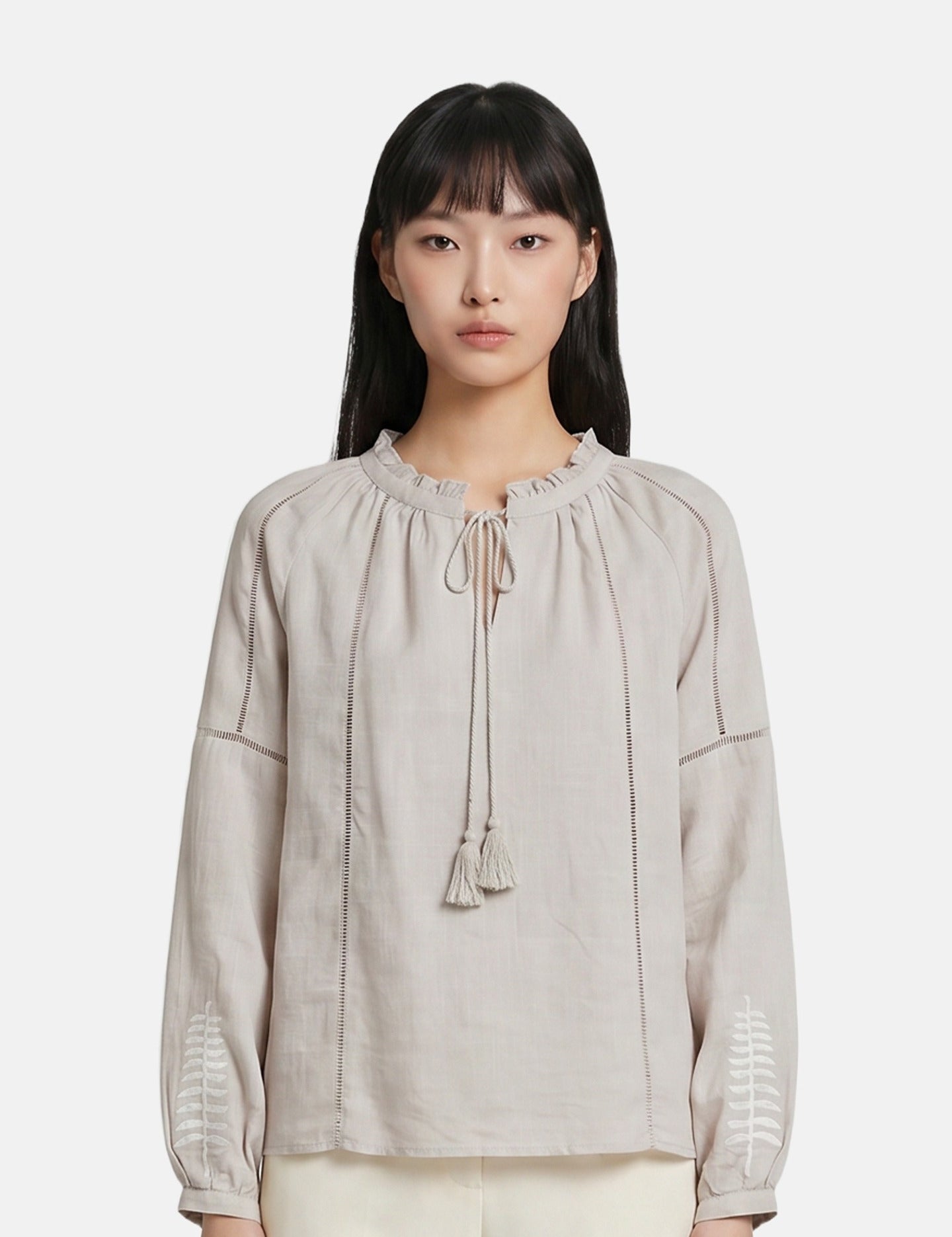Blusa in Viscosa Beige Scuro