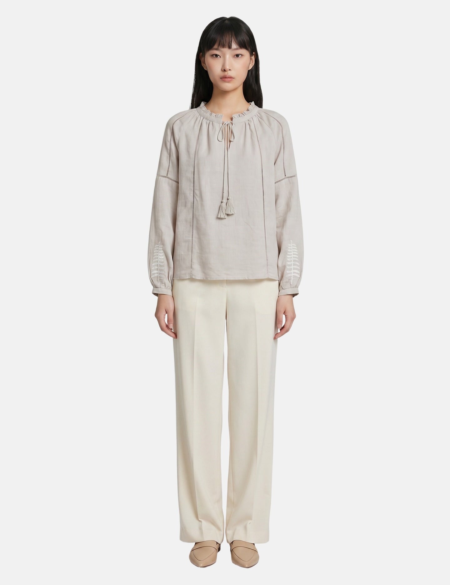 Blusa in Viscosa Beige Scuro