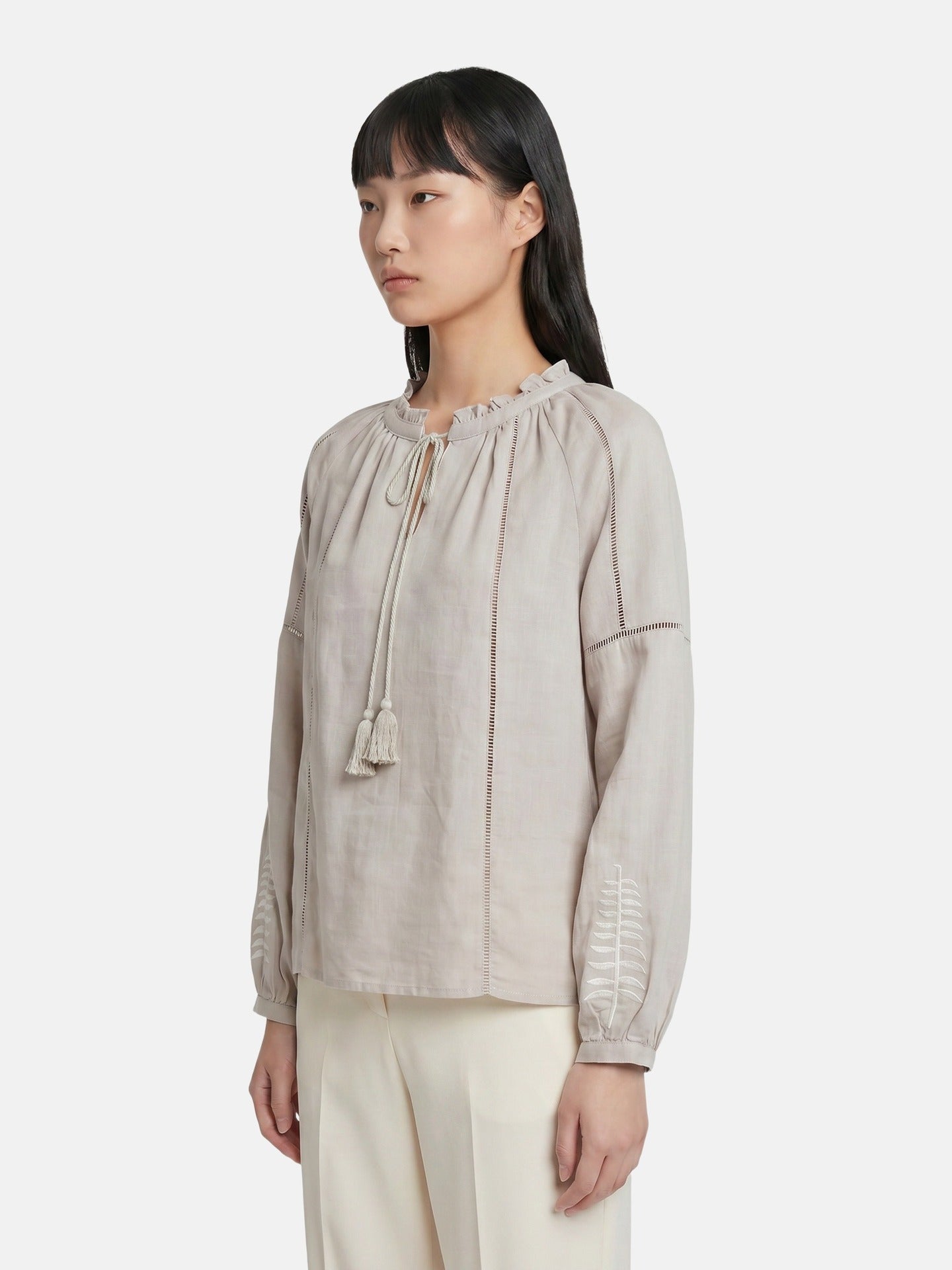 Blusa in Viscosa Beige Scuro