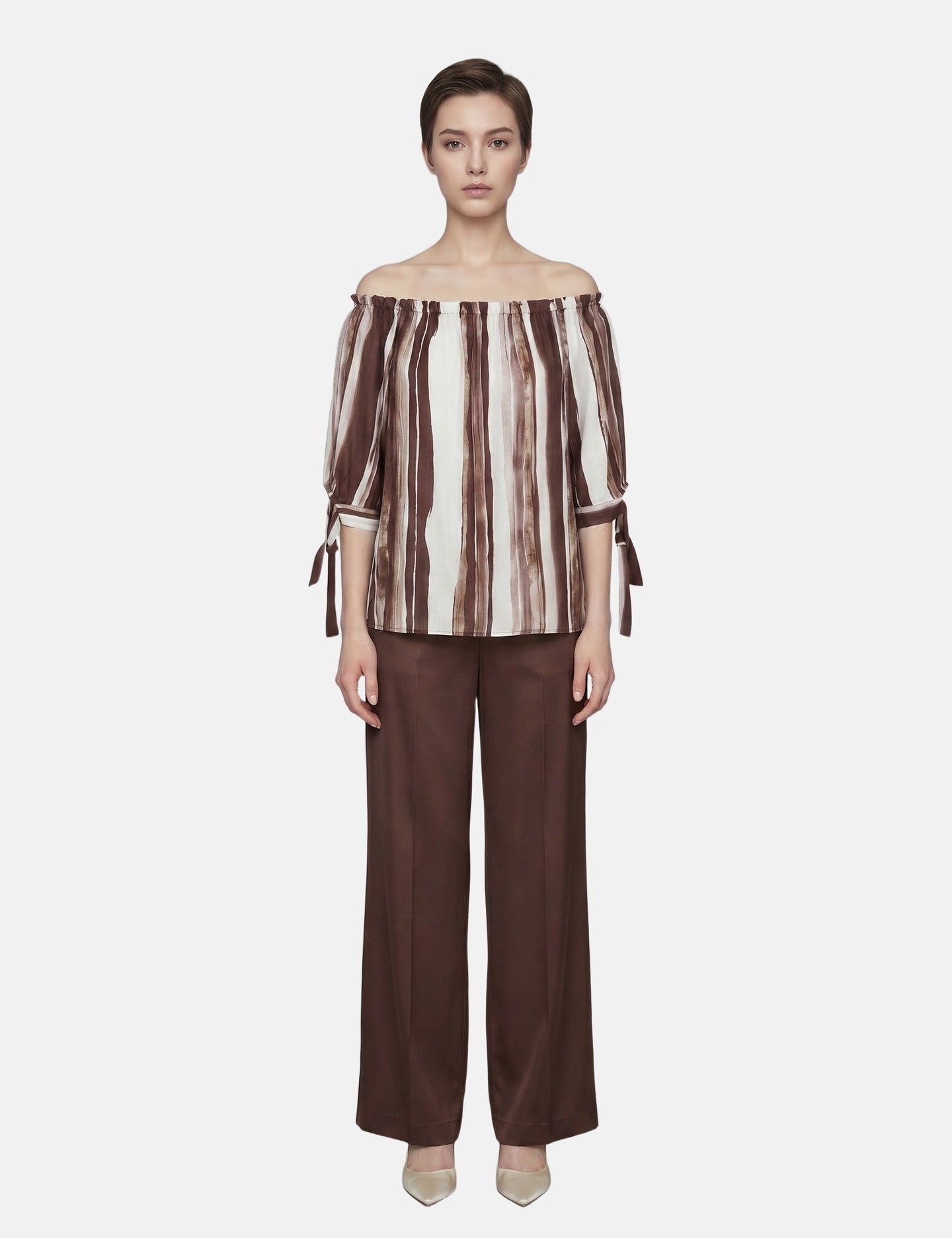 Blusa in Viscosa Beige Scuro