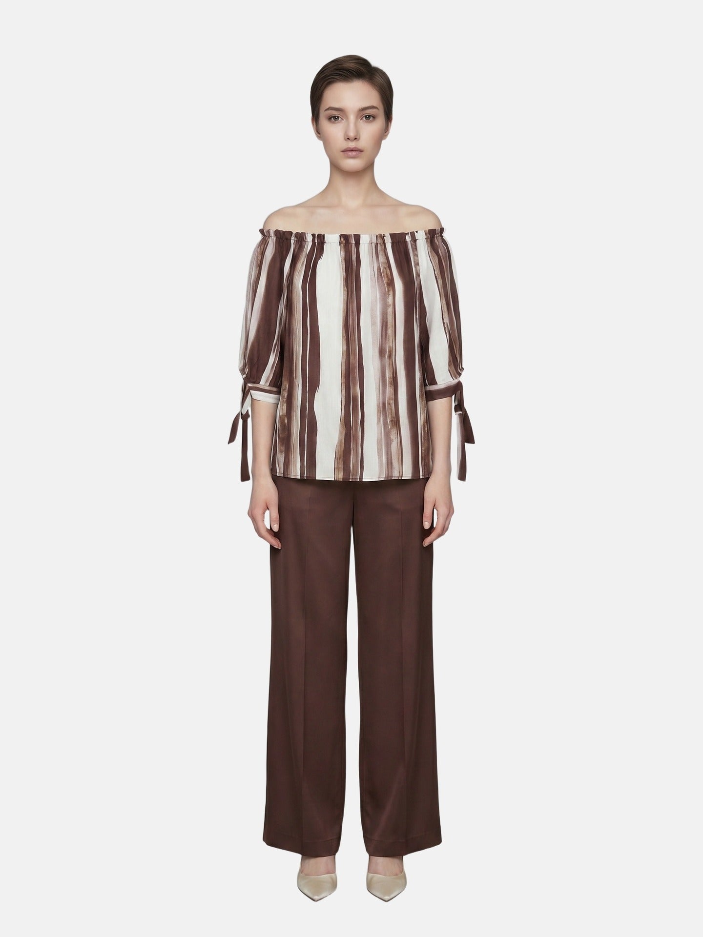 Blusa in Viscosa Beige Scuro