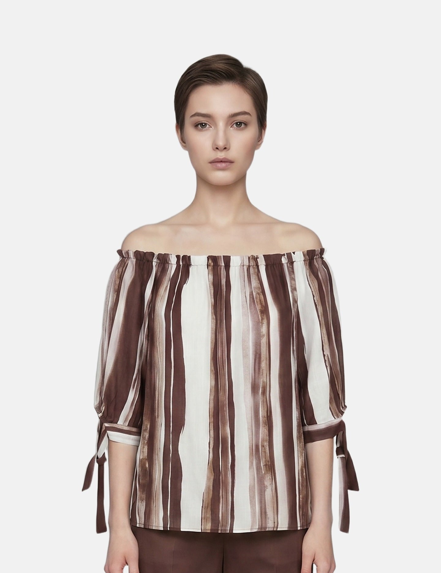 Blusa in Viscosa Beige Scuro