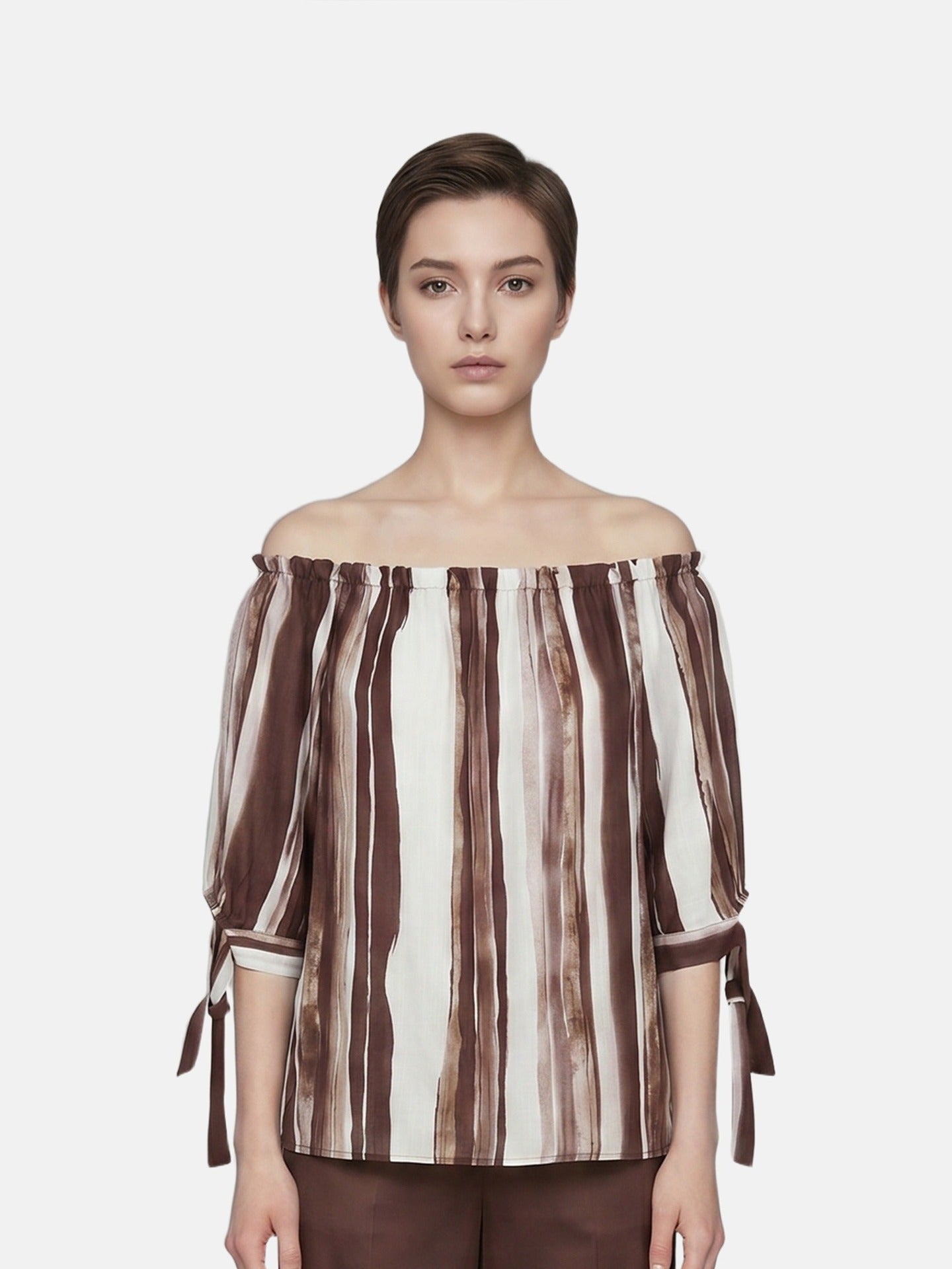 Blusa in Viscosa Beige Scuro