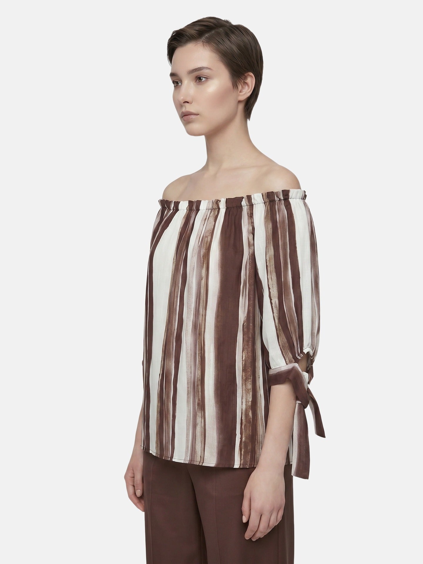 Blusa in Viscosa Beige Scuro