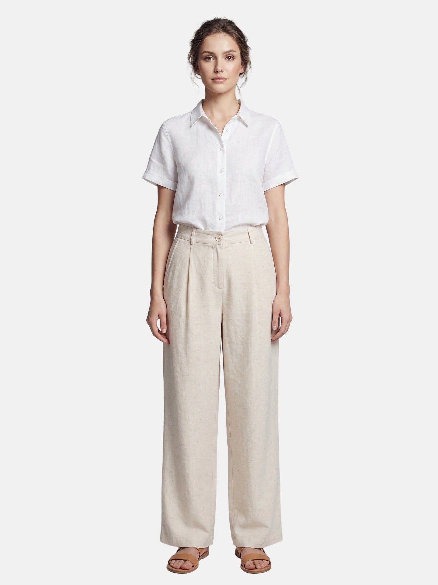 Pantaloni in Viscosa Beige