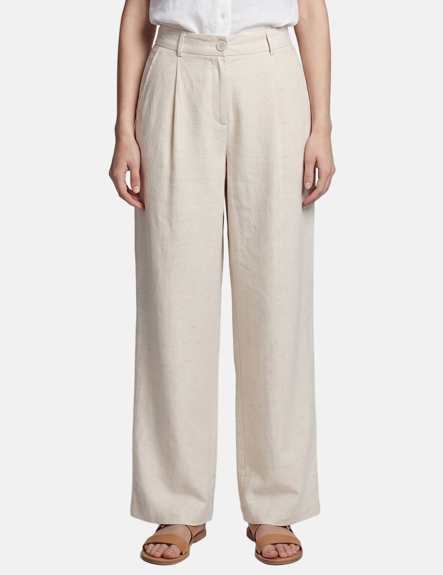 Pantaloni in Viscosa Beige