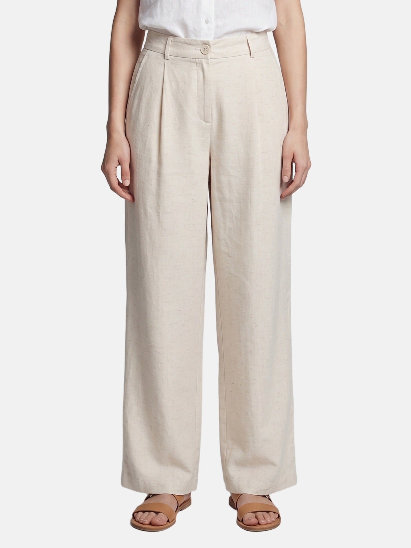 Pantaloni in Viscosa Beige