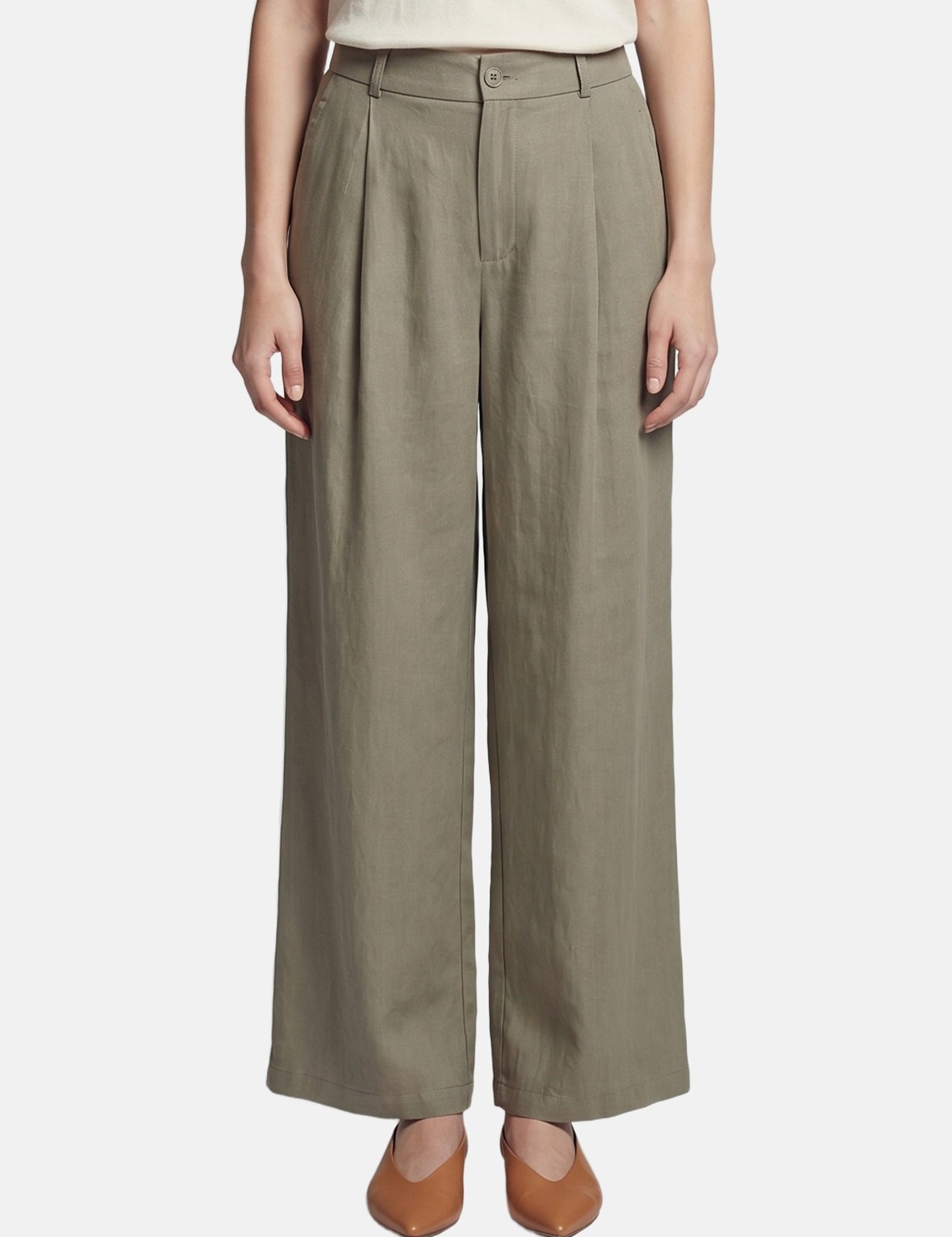 Pantaloni in Viscosa Verde Militare