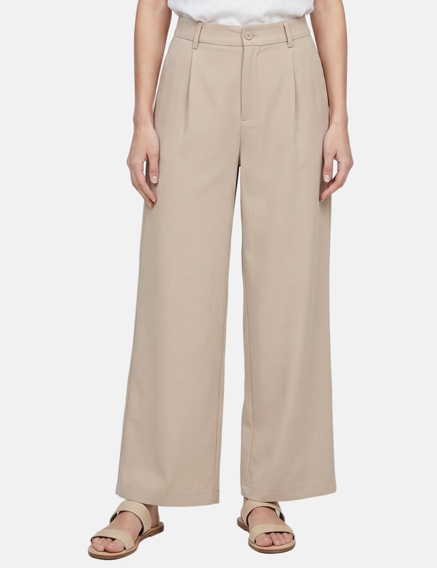 Pantaloni in Viscosa Beige Scuro