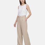 Pantaloni in Viscosa Beige Scuro