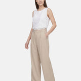 Pantaloni in Viscosa Beige Scuro