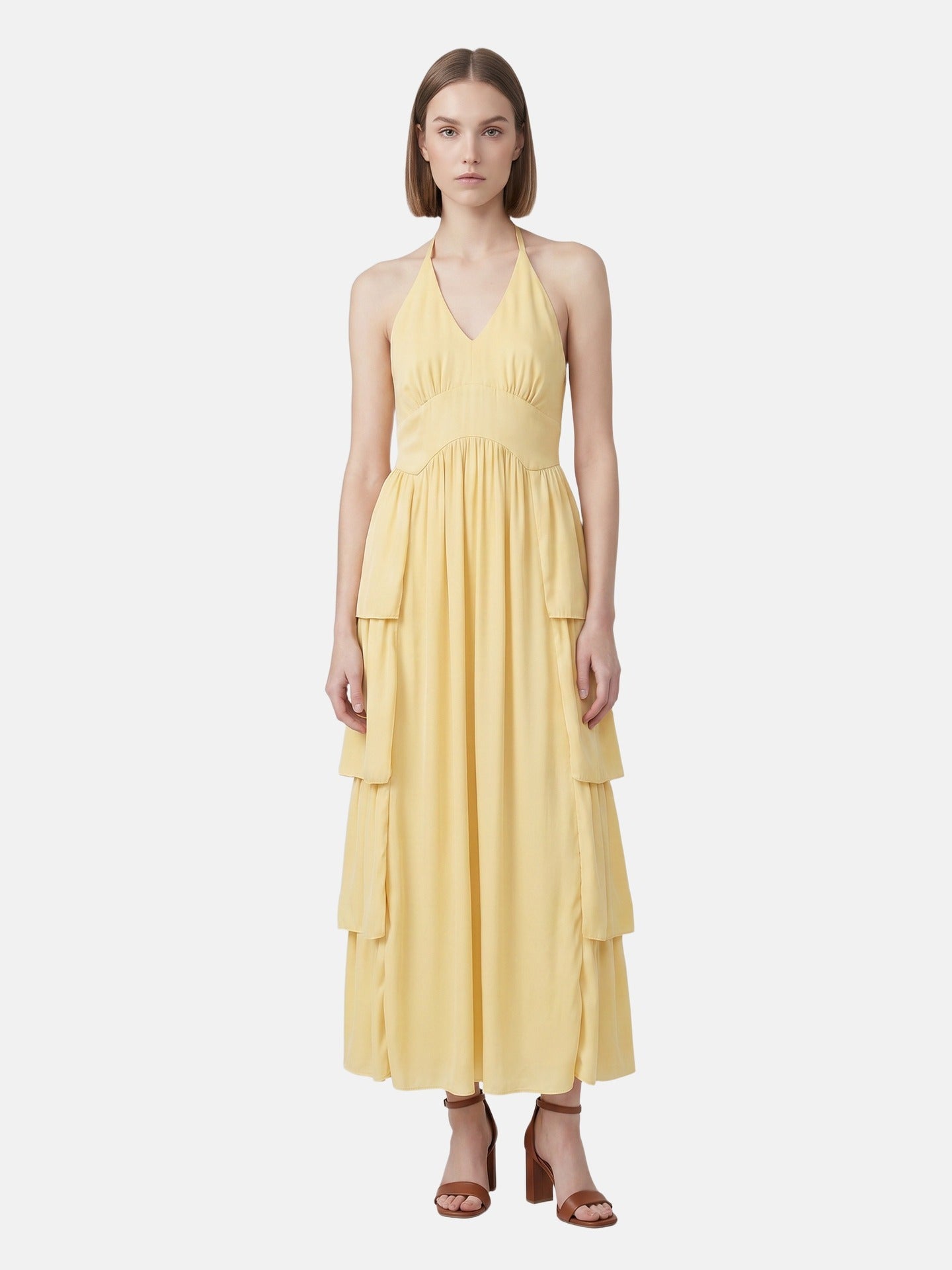 Vestito in 50% Viscosa 50% Polyester Giallo