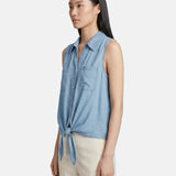 Canotta in Cotone Blu Jeans
