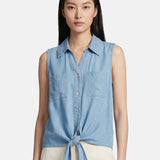 Canotta in Cotone Blu Jeans