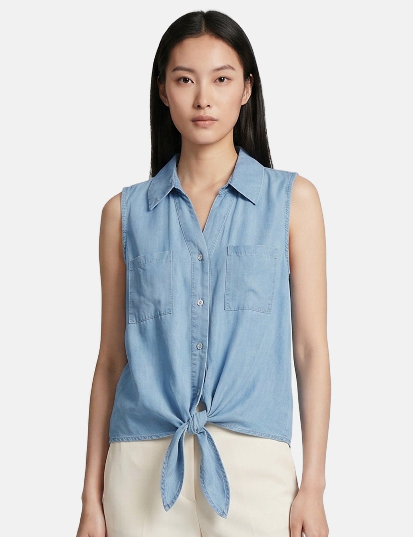 Canotta in Cotone Blu Jeans