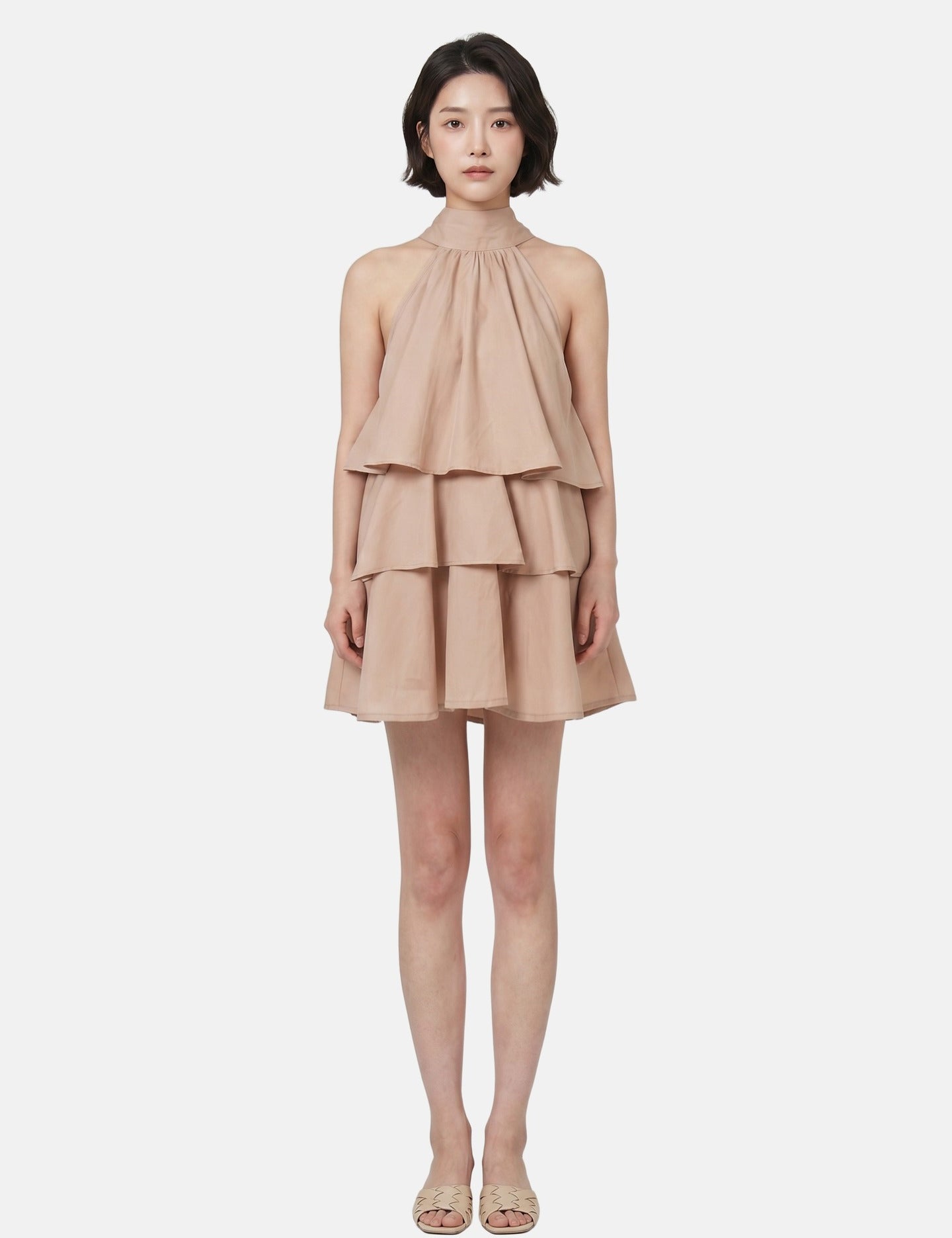 Vestito in Poliestere Beige Scuro