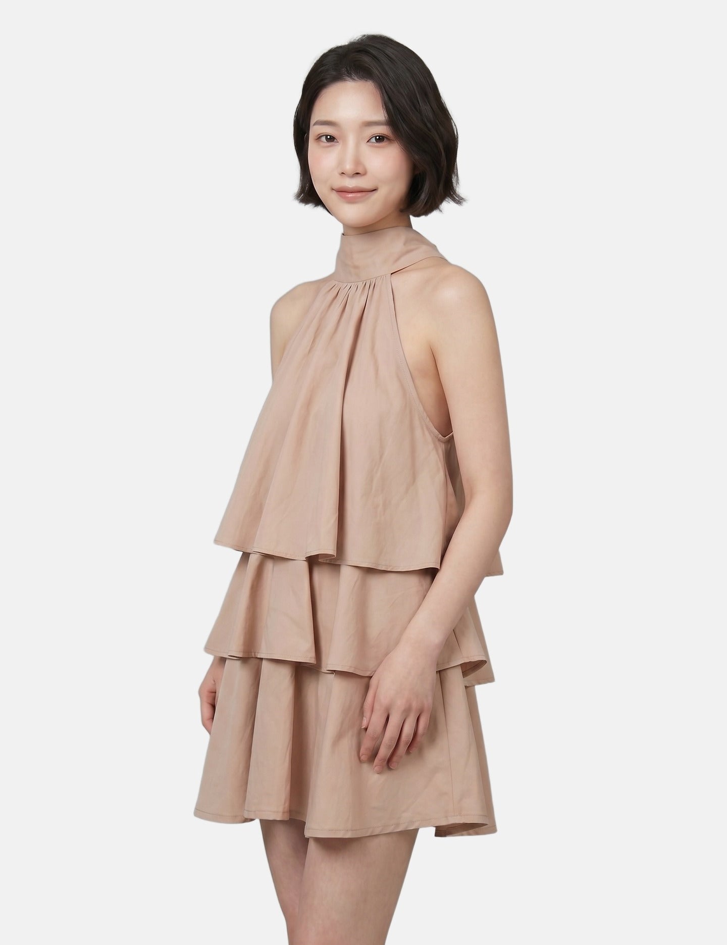 Vestito in Poliestere Beige Scuro