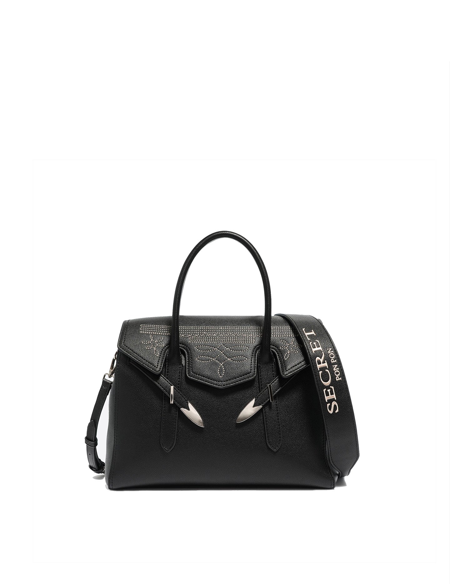 Borsa a Mano in Polyurethane Nero