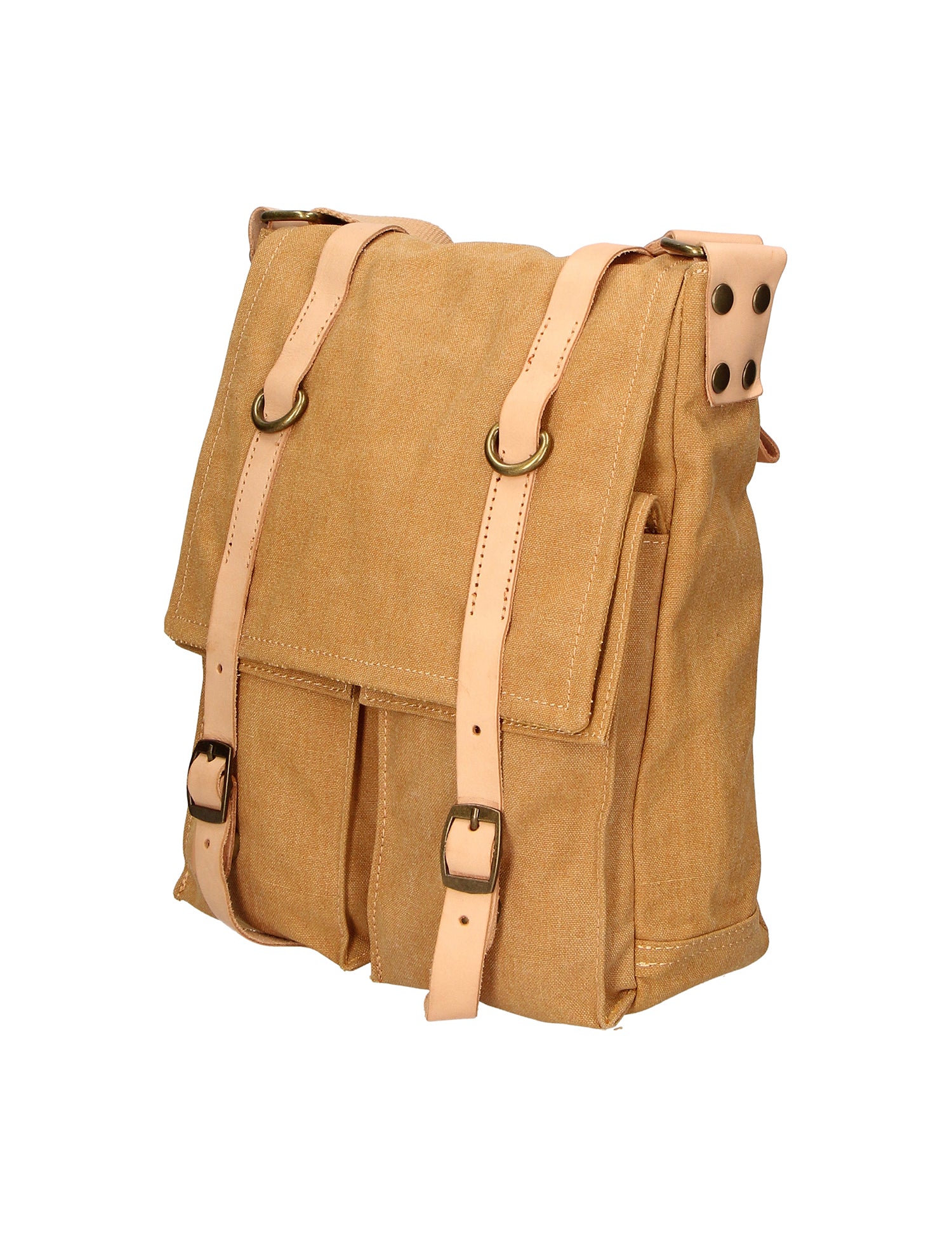 Milena Borsa a tracolla unisex Canvas e vera pelle ZG3009-CUOIO COGNAC Gave Lux