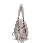 Borsa a Spalla in Genuine Printed Suede Leather Grigio Chiaro