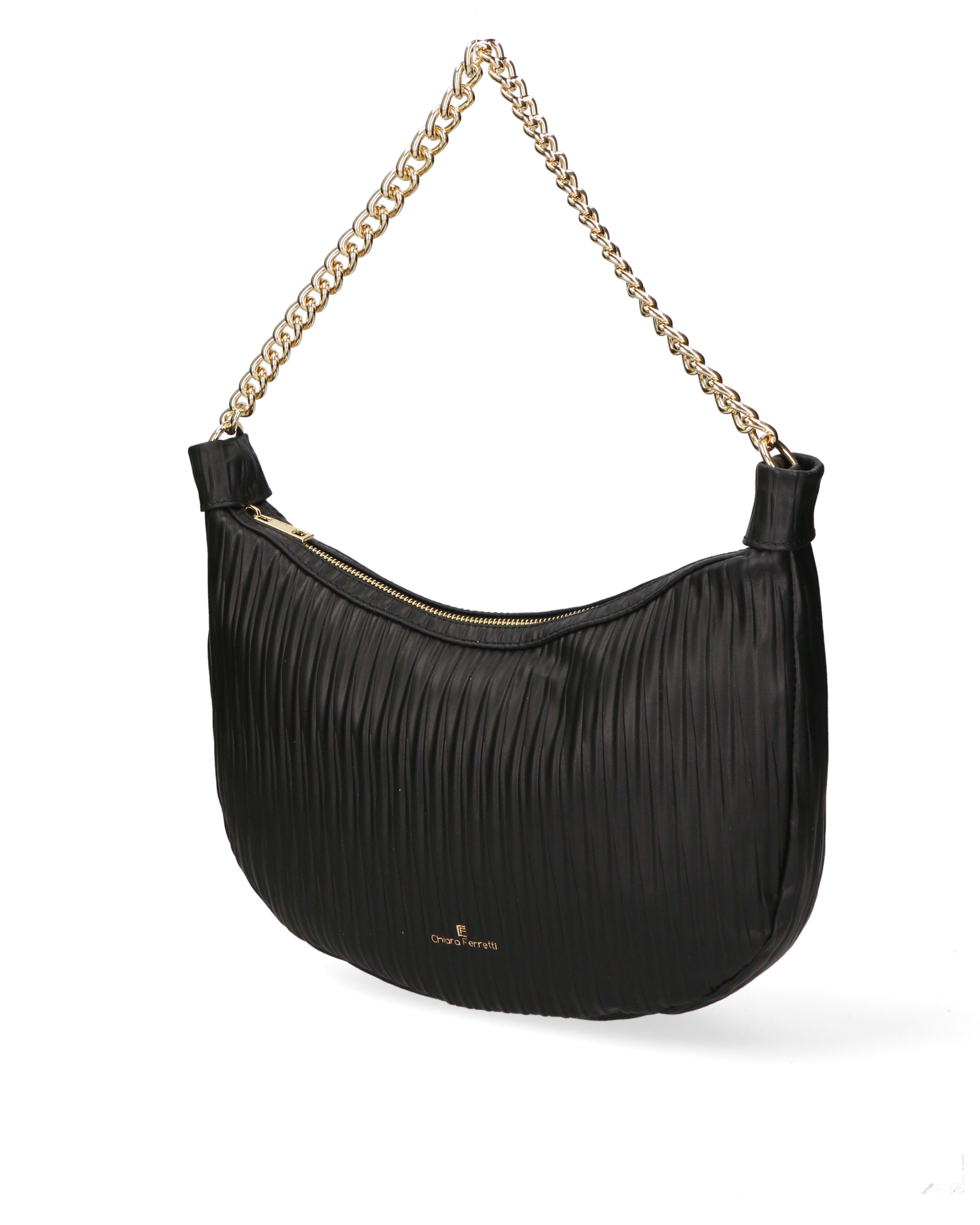 Zelia Nova Borsa a spalla da donna Vera pelle 03818-S28 NERO ORO Chiara Ferretti