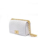 Borsa a mano da donna 100% PVC FLAT S MANHATTAN-OFF BLANC + OFF GOLD Marc Ellis