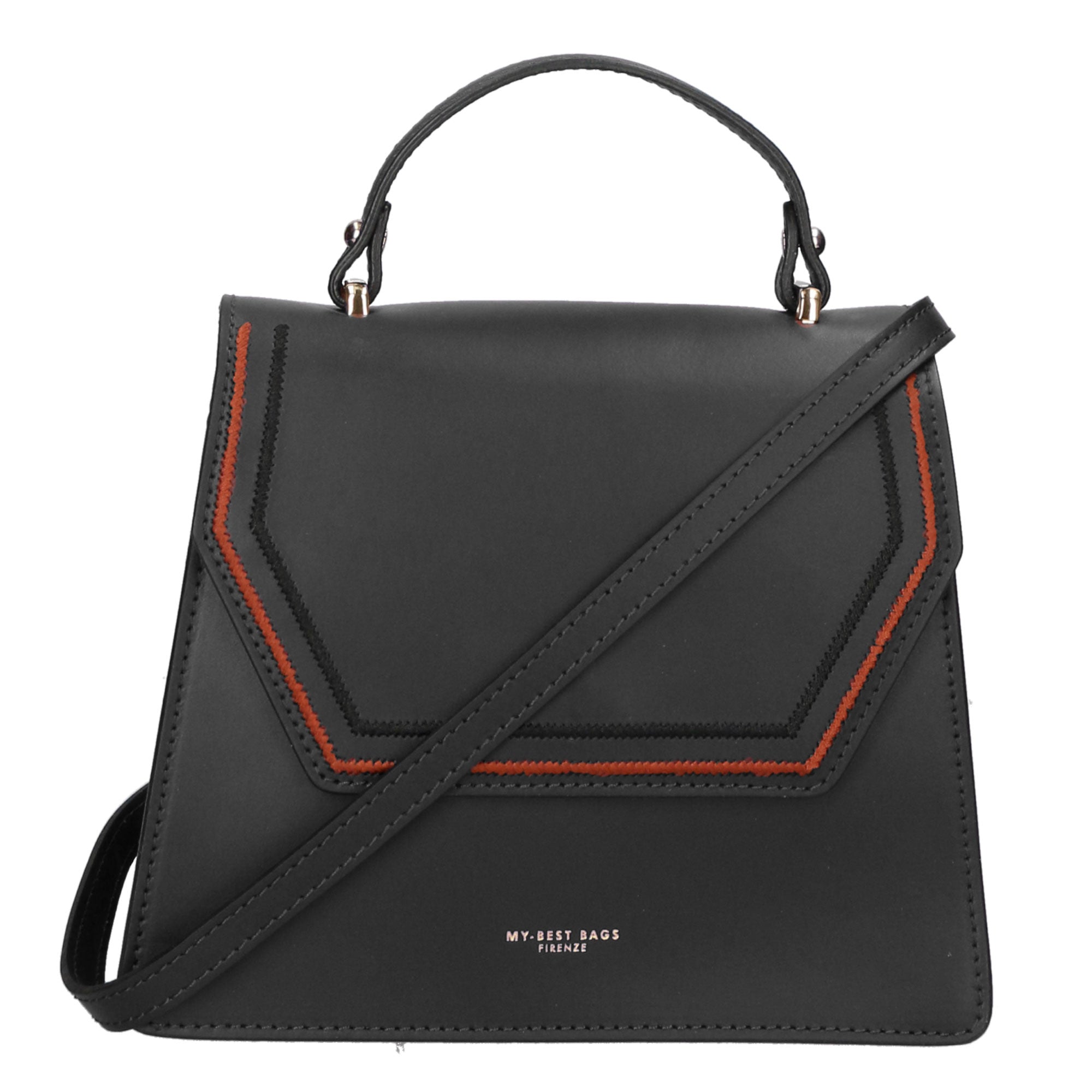 Borsa a mano da donna 100% vera pelle MYB-6004-FW-P218 NERO My Best Bag