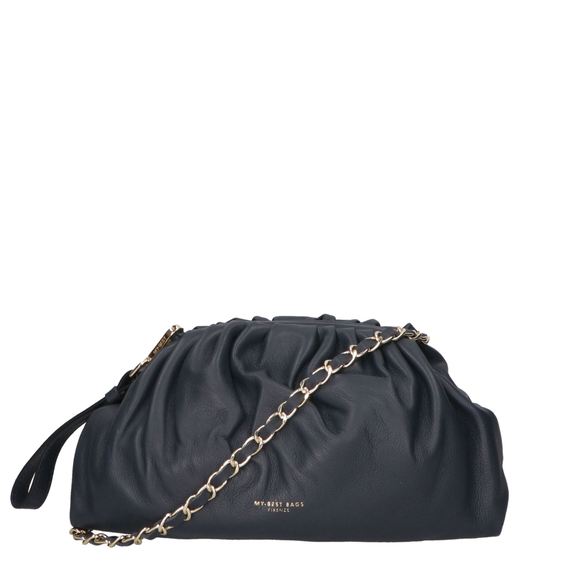 Borsa a tracolla da donna 100% pelle MYB-8013-FW-NAVY My Best Bag