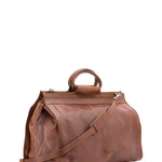 Borsa da viaggio unisex in vera pelle 100% cotone 4563-MARRONE Alessia Firenze