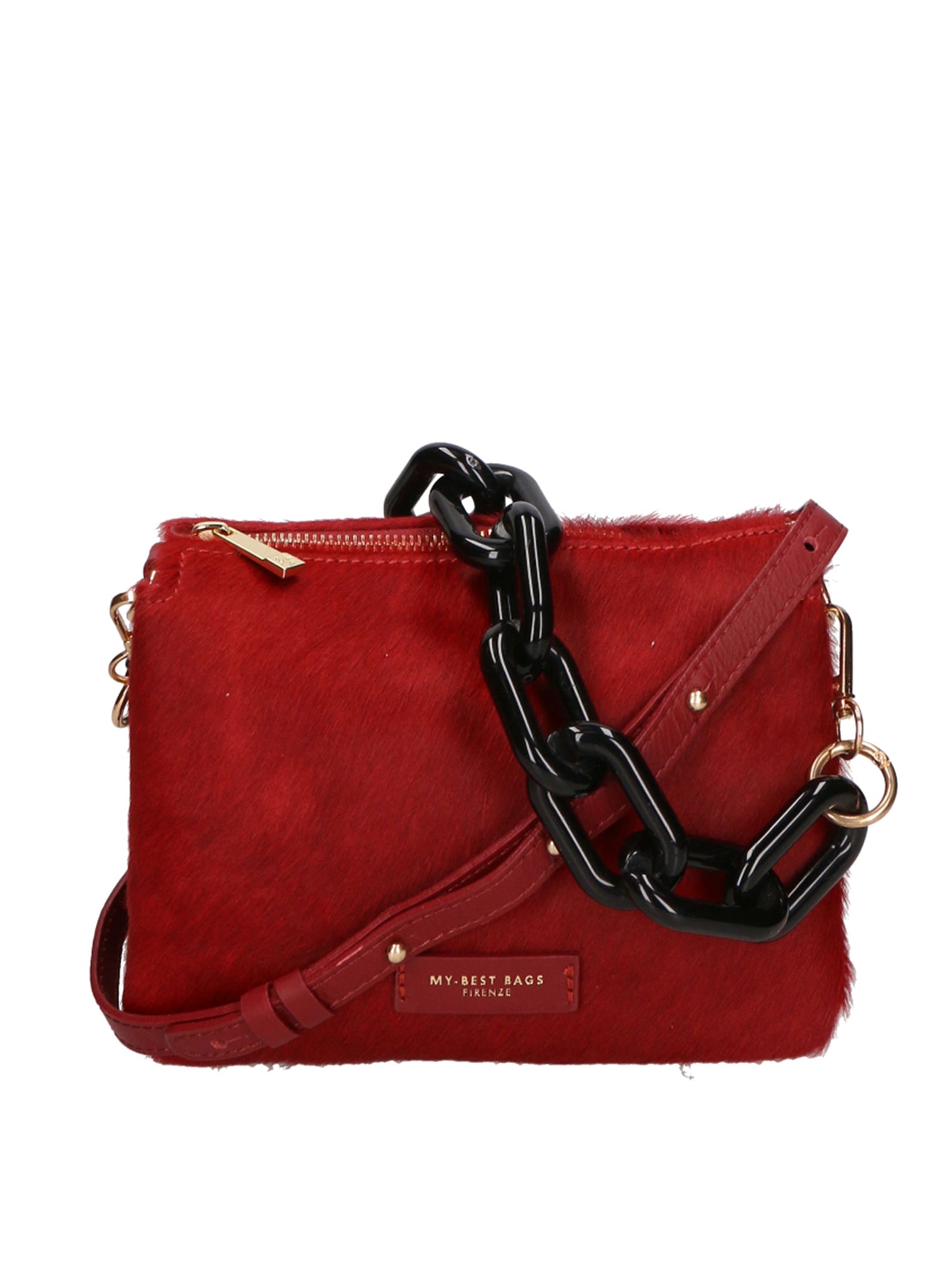 Borsa a spalla da donna Vera pelle di cavallino MYB-8021-FW-RUBINO My Best Bag