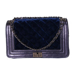 Valeriana Borsa a tracolla da donna Velluto e pelle 1139-BLU Gave Lux