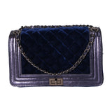 Valeriana Borsa a tracolla da donna Velluto e pelle 1139-BLU Gave Lux