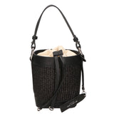 Borsa a secchiello da donna Misto pelle e tessuto MYB-05166-SS-12+S28 NERO My Best Bag