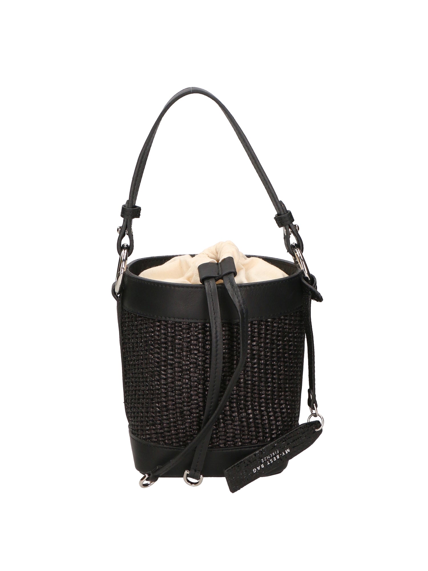 Borsa a secchiello da donna Misto pelle e tessuto MYB-05166-SS-12+S28 NERO My Best Bag