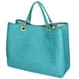 Borsa a mano da donna Misto pelle e tessuto Made in Italy 30x37,5x16 cm