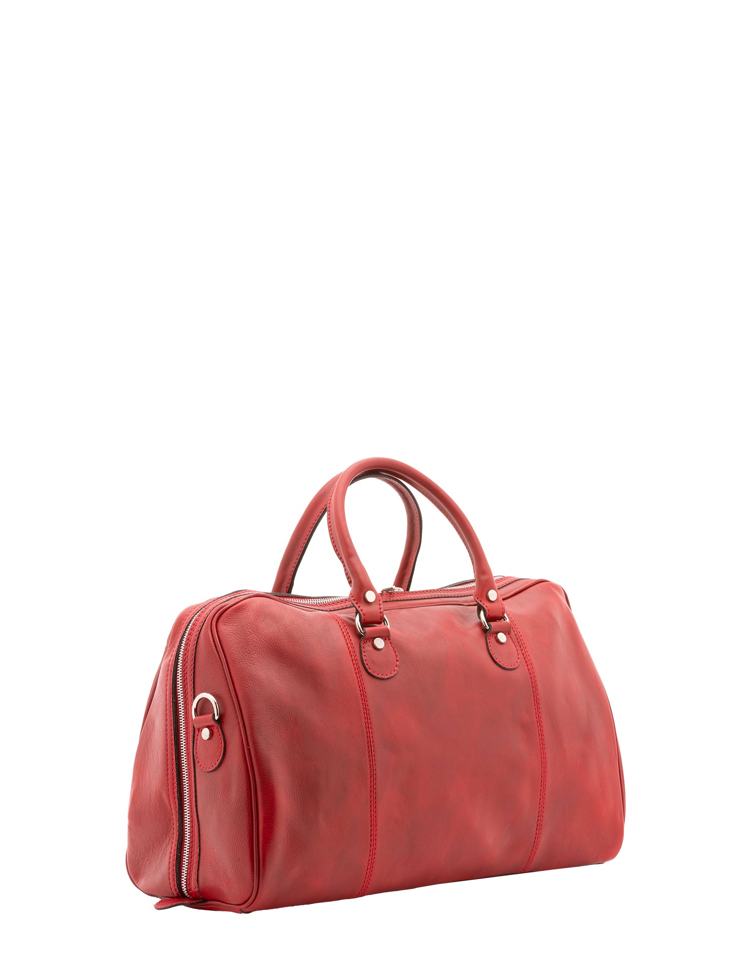 Borsa da viaggio unisex in vera pelle 100% cotone 4040-ROSSO Alessia Firenze