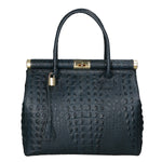 Deborah Borsa a mano da donna Pelle Croco Stampata 7727-C26 BLU SCURO Gave Lux