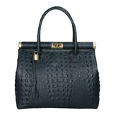 Deborah Borsa a mano da donna Pelle Croco Stampata 7727-C26 BLU SCURO Gave Lux