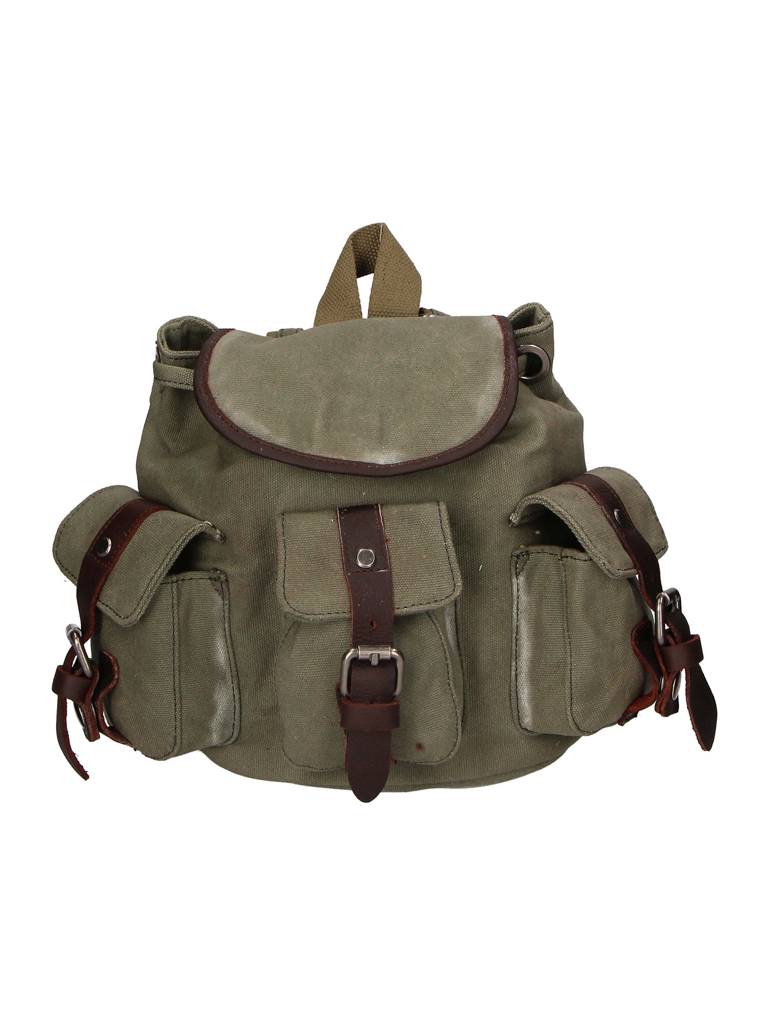 Micaela ZG3006-VERDE GREEN Zaino unisex in canvas e vera pelle Gave Lux