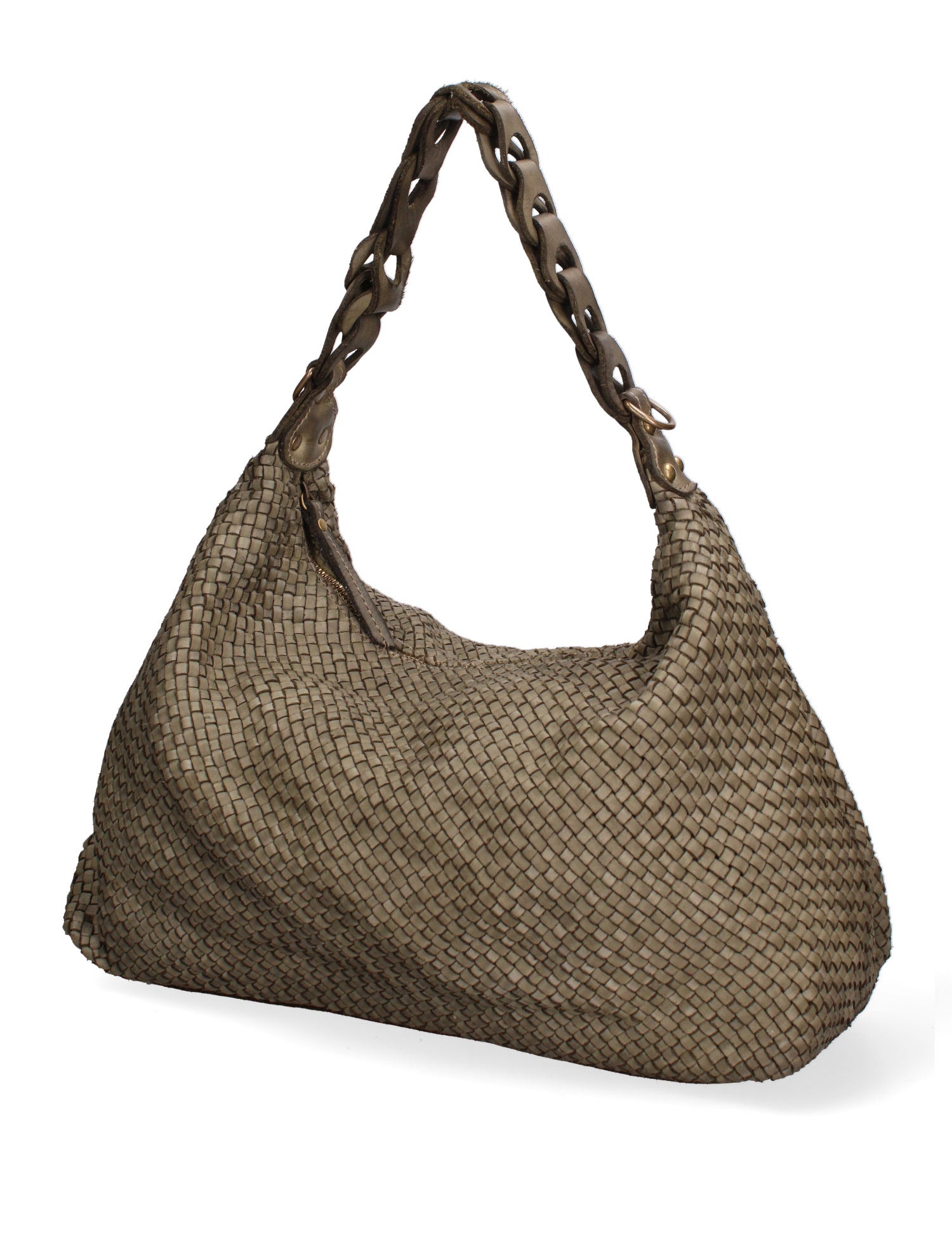 Asteria Borsa a spalla da donna Vera pelle 7799-VERDE MILITARE Gave Lux