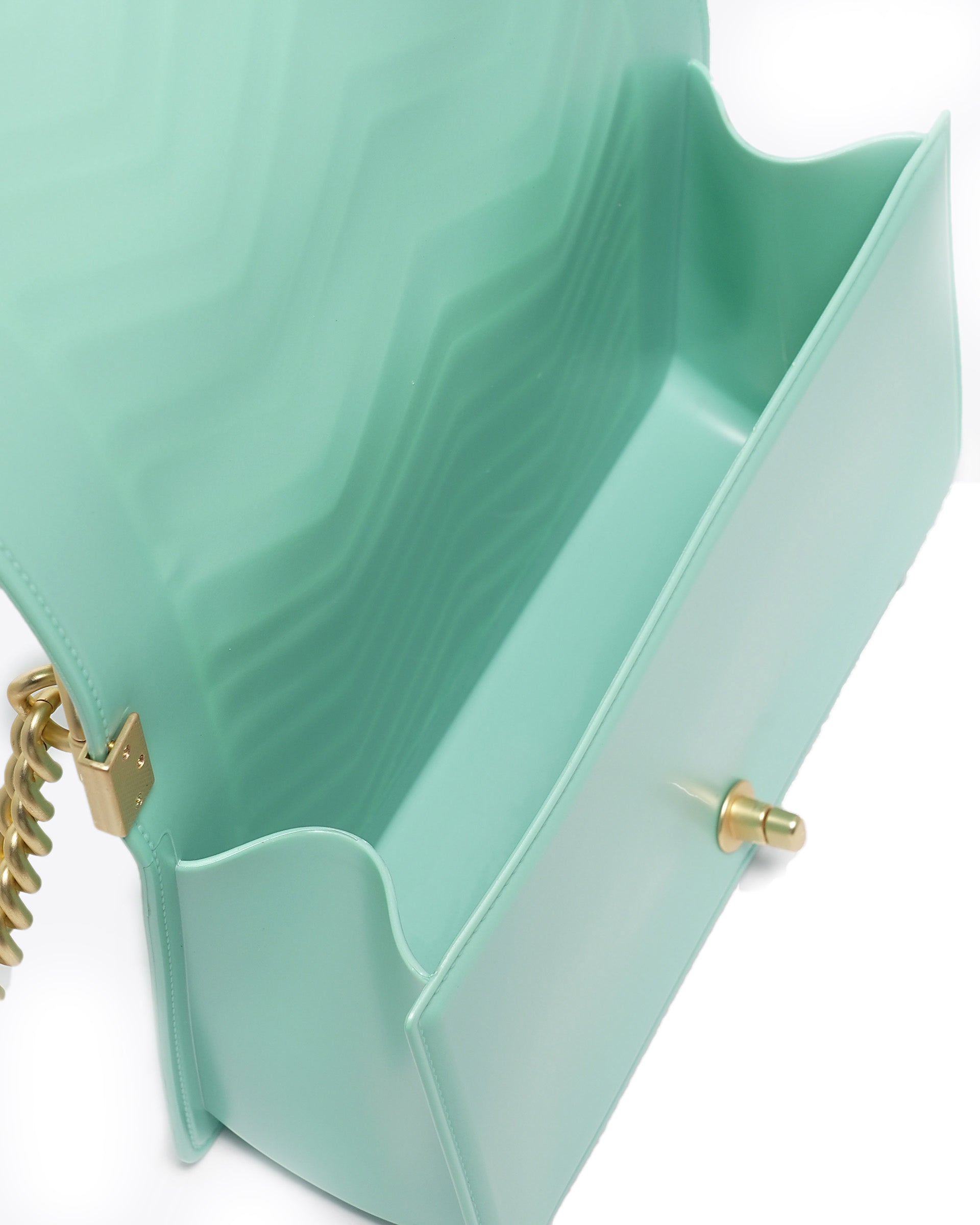 Borsa a mano da donna 100% Pvc FLAT M MANHATTAN-VERDE ACQUA + OFF GOLD Marc Ellis