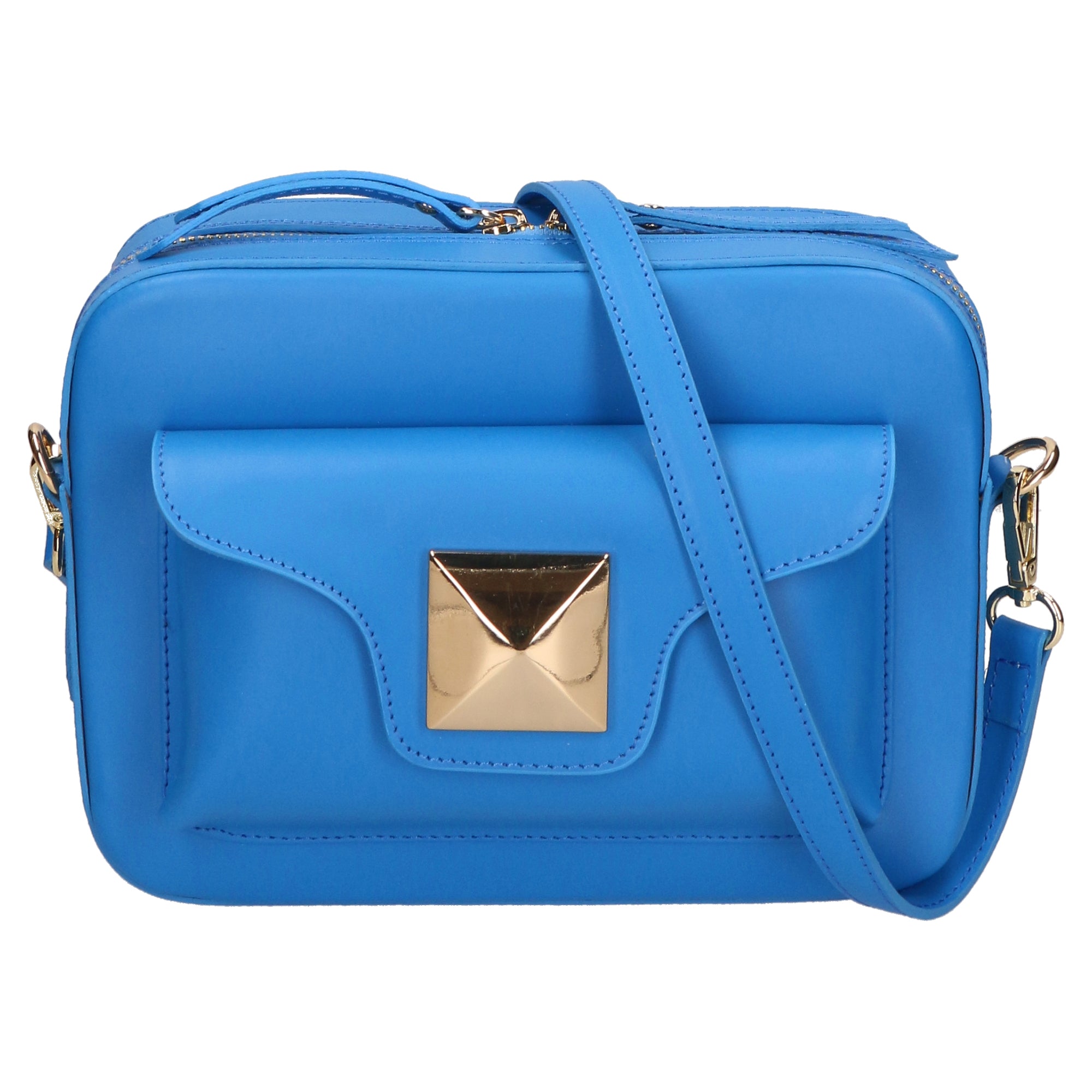 Ilenia Borsa a tracolla da donna 100% pelle 06013-L222 BLU ASTER Gave Lux