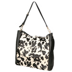 Asia Borsa a spalla da donna Vera pelle 05475-MUCCA BIANCO NERO Gave Lux
