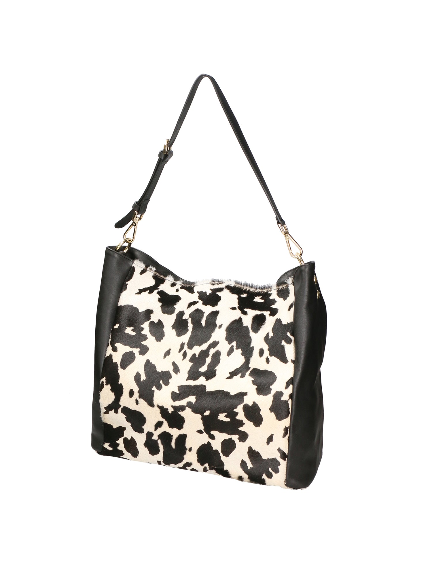 Asia Borsa a spalla da donna Vera pelle 05475-MUCCA BIANCO NERO Gave Lux
